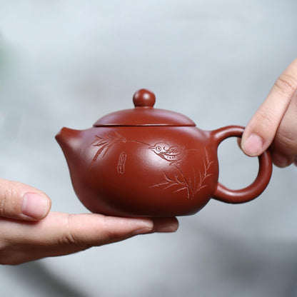 EEYZD Fine Handmade Zisha Teapot,Hand Painted White Plum Blossom Xishi Pot,Chinese Yixing Kungfu Ceramic Mini Teapot,7 teapot