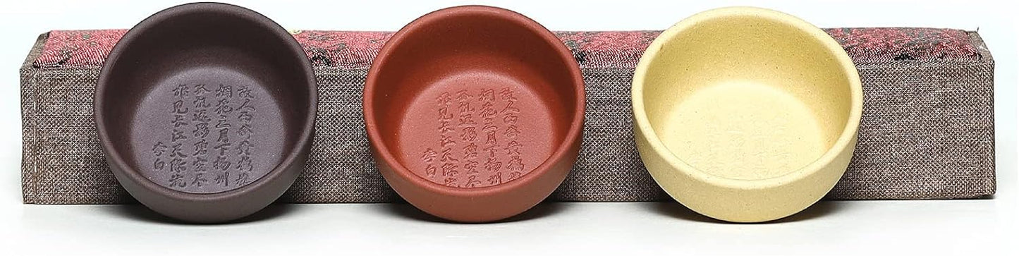 SILINE 3 Colors Zisha Gongfu Teacup,1.5 Oz Chinese Yixing Clay Kung Fu Tea Cup, Used with the Teapot