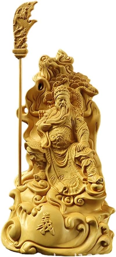 xiledu Wood Carving Kwan Kung Statue,Feng Shui Decor God of Wealth Guan Gong Statue Home Office Decor,Guan Yu Statue Ornaments Feng Shui Gift