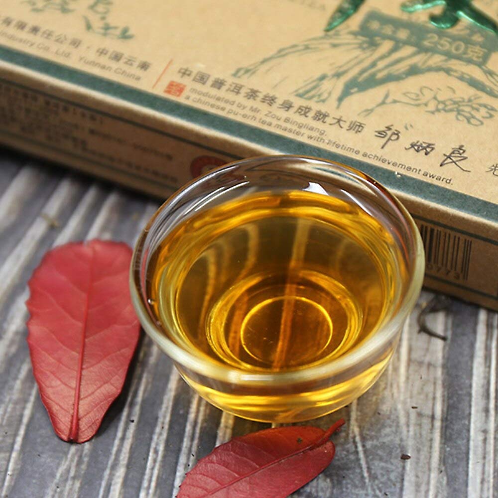 FullChea - Puerh Tea Brick - Raw Pu Erh Tea - Year 2011 Sheng Pu-erh Tea - Haiwan Arbor Puer Chinese Tea - Increases Energy - 8.8oz / 250g