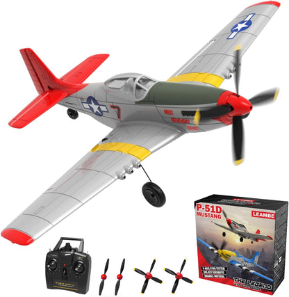 LEAMBE 4 Channel RC Plane, Ready to Fly Aerobatic Aircraft, Easy Control for Beginners, P51 Mustang RC Airplane Best Gift for Boys & Adults