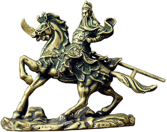 DIXII Chinese Figurine Guan Yu Statue Chinese Hero Sculpture Vintage Chinese Fighting Warrior Ornament for Home Office Decoration