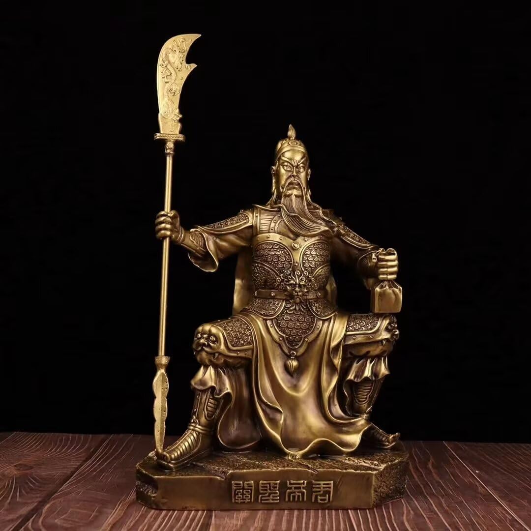 Pure Copper Chinese Feng Shui Guan Gong Statue God of Wealth Home and Office Decoration Wu God of Wealth Guan Yu Statue Best Furnishings Gifts