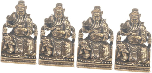 BESPORTBLE 4pcs Brass Guan Gong Guan Yu Warrior Statue Guan Gong Figurine Guan Gong Statue Fortune God Statue Chinese Brass Statue Wealth Statue Ancient Statue Lucky Office God of Wealth