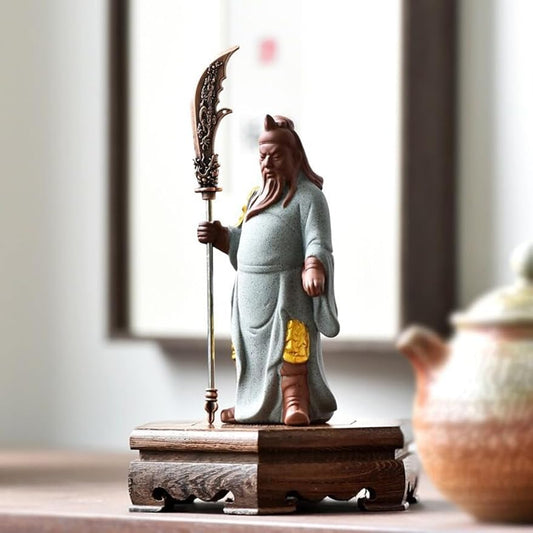 Small Ceramics Chinese Feng Shui Guan Yu Statue/Guan Gong Statue/Guan Di Statue/Guan Yun Chang Statue Figurines Feng Shui Decor Home Office Decoration Tabletop Decor Good Lucky Gifts (Multicolor)