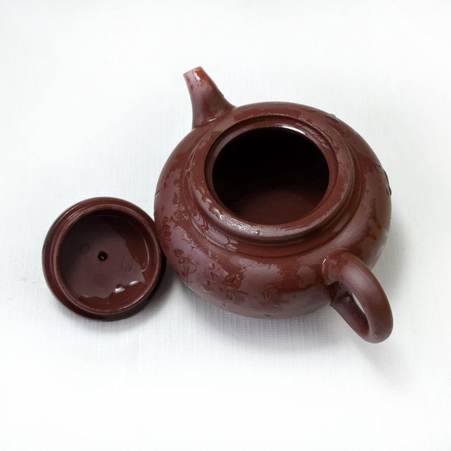 Teapot 10oz Chinese Yixing Clay Pots Infuser for Loose Tea Hand-carved