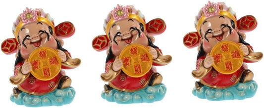 NOLITOY 3pcs God of Wealth Ornaments God of Wealth Decoration Chinese God of Wealth Statue God Decor Guan Yu Statue Tabletop Decor for Home Sculpture Jade Cartoon Doll Resin Office
