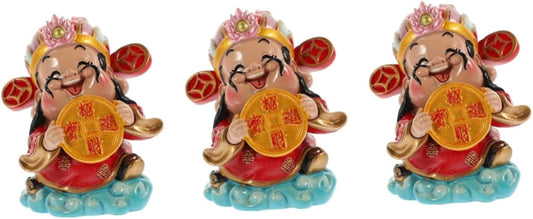 NOLITOY 3pcs God of Wealth Ornaments God of Wealth Decoration Chinese God of Wealth Statue God Decor Guan Yu Statue Tabletop Decor for Home Sculpture Jade Cartoon Doll Resin Office