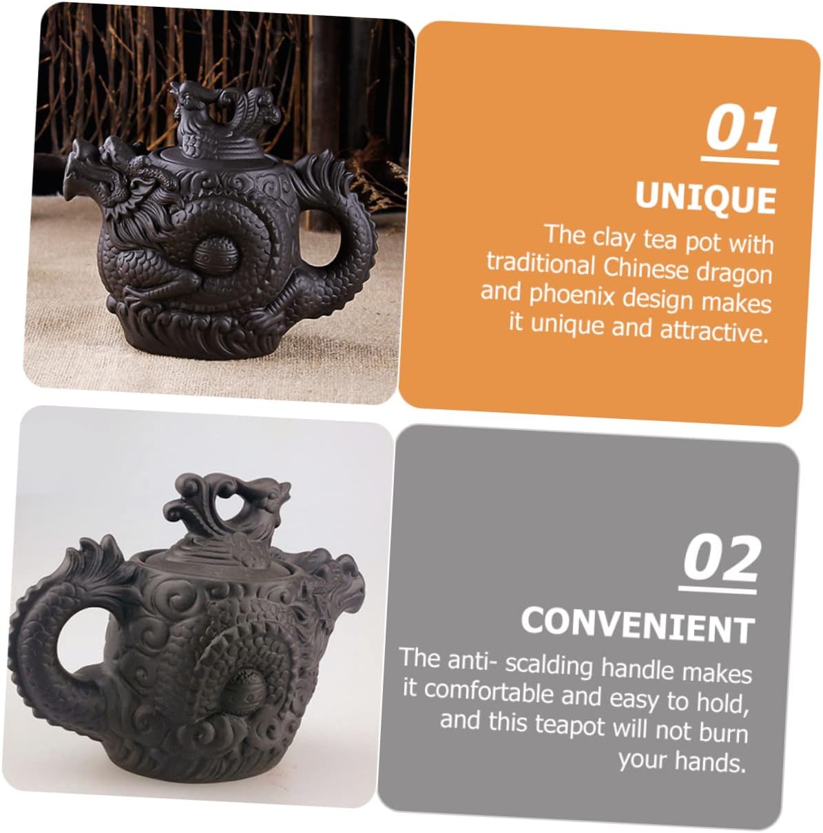 Alipis 2pcs Dragon Phoenix Purple Clay Teapot Tea Pets Gongfu cast iron tea kettle tea maker kettle clay zisha teapot tea pot cast iron teapot ceramic office mini herbal teapot