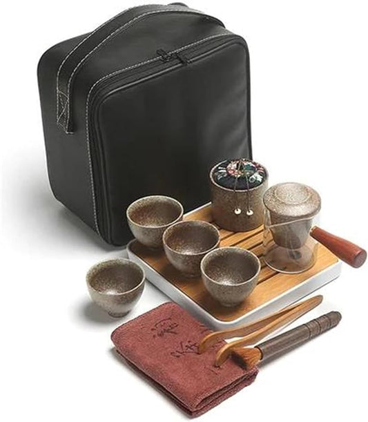 Afternoon Tea Set Chinese Travel Kung Fu Tea Set Ceramic Portable Teapot Porcelain Teaset Gaiwan Tea Cups Tea Set Tea Set For Adults (Color : D)
