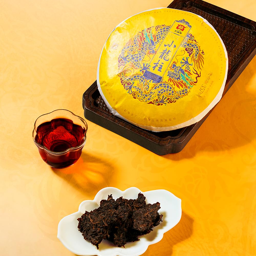 TAETEA Ripe PU'ER Tea, Aged Fermented “Xiao Long Zhu” Puerh Pu erh Tea Cake Black Tea for Daily Drink and Gift (357g/12.59oz)