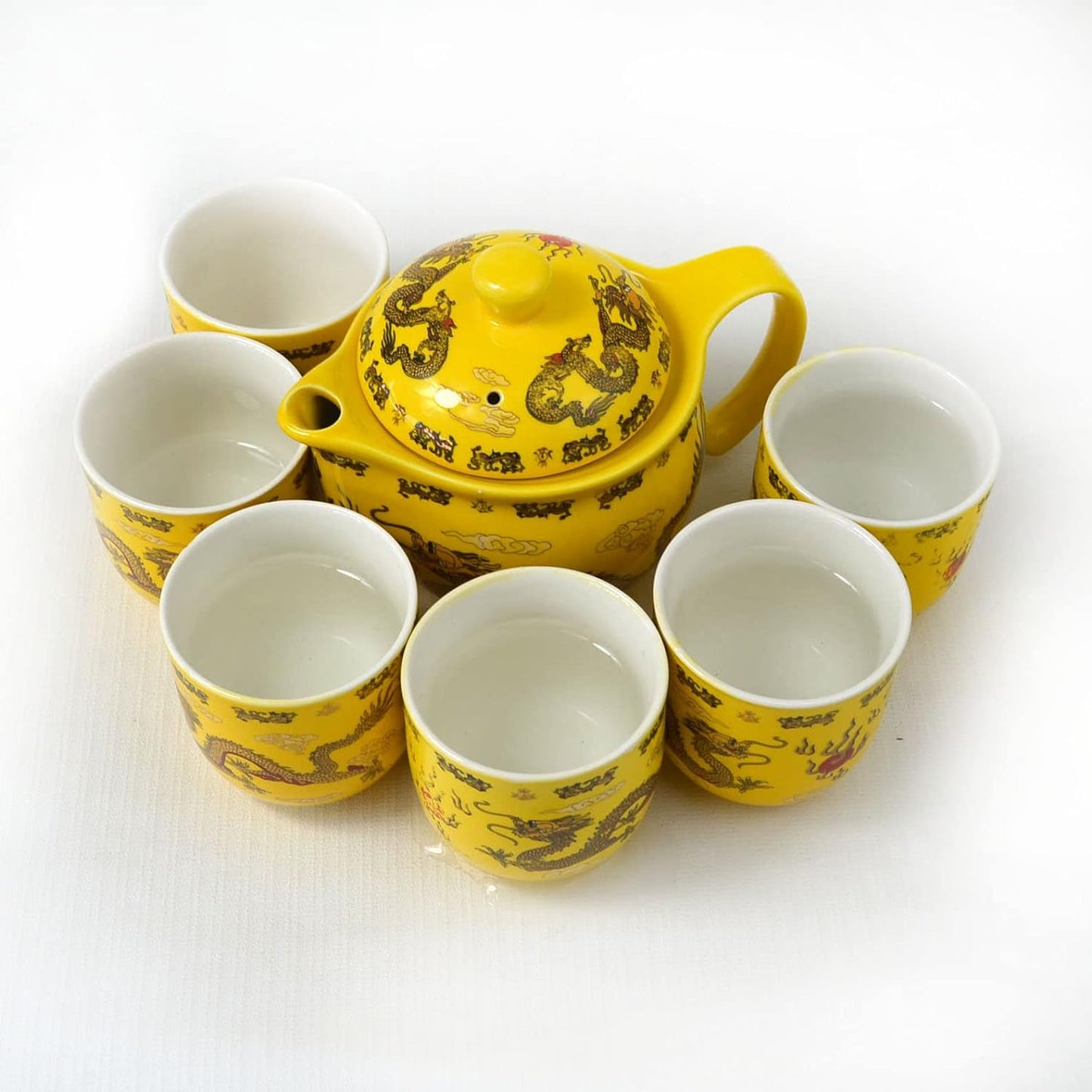 Teapot Teacup Chinese Gongfu Tea Set Yellow Dragon Porcelain Stainless Steel Filtration Ceramic Gift Box