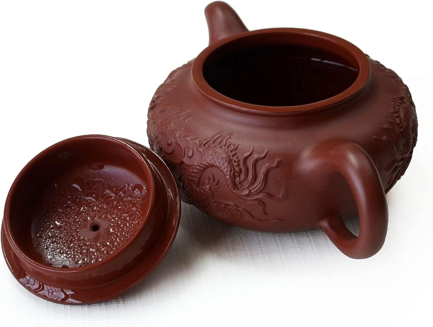 Teapot 8oz Chinese Yixing Genuine Dahongpao Clay Handmade Fanggu (Dragon)