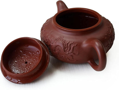 Teapot 8oz Chinese Yixing Genuine Dahongpao Clay Handmade Fanggu (Dragon)