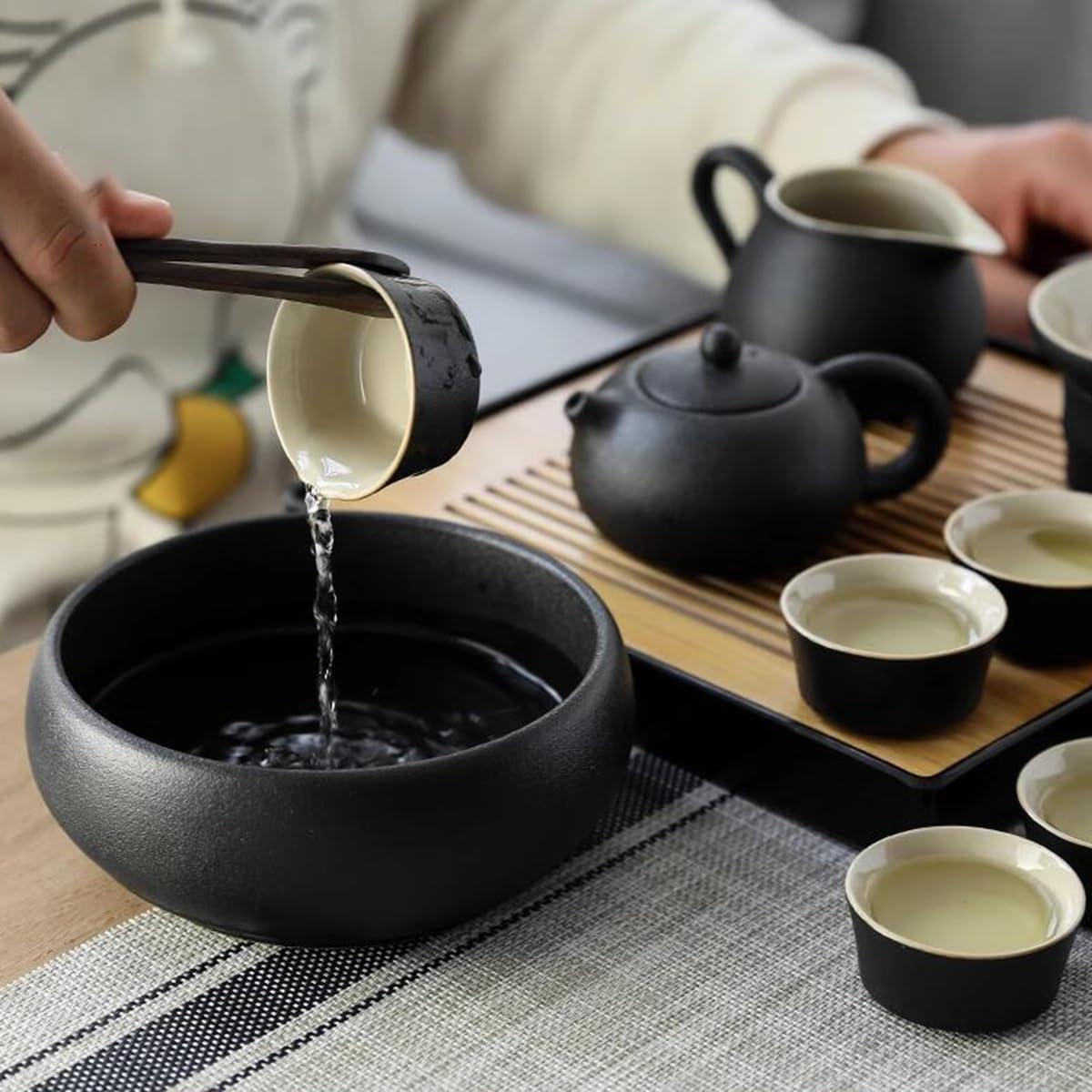 GIZNXBA Ceramic Portable Tea Sets for Adult, Travel Tea Pot Cup Set with Tray, Portable Ceramic Porcelain Tea Pot for Business Hotel Outdoor Picnic, Home, Business