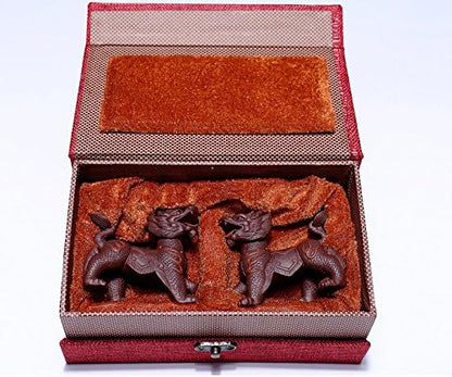 A pair of Kylin Chinese Yixing Purple Clay Zisha Tea Pet Chinese Dragon Old Zi Ni Tea Ceremony Decoration
