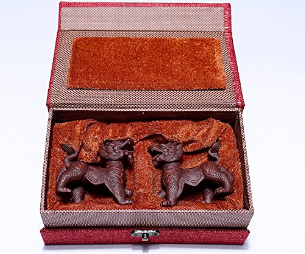 A pair of Kylin Chinese Yixing Purple Clay Zisha Tea Pet Chinese Dragon Old Zi Ni Tea Ceremony Decoration