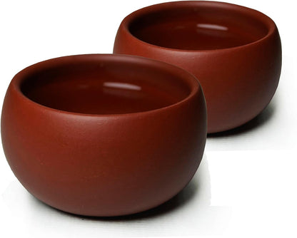 YXHUPOT Teacup 2pcs Chinese Yixing Clay Genuine Red Dahongpao Zini Zisha Gongfu Tea Cups 50ml (Red)