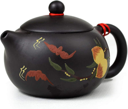 Teapot 6.8oz Chinese Yixing Genuine Black Clay Tea Xishi Pots Longevity Birthday Wishes (Black ST)