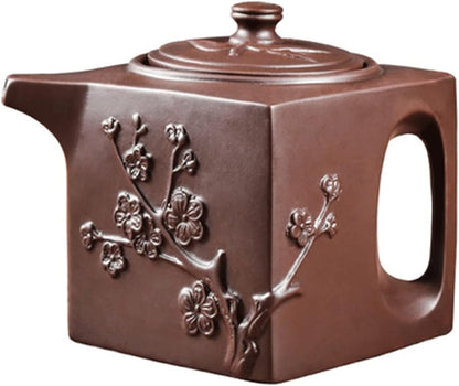 MIKMAX Teapot Zisha Pot Stainless Steel Filter Teapot Large-capacity Square Plum Bamboo Pot Kung Fu Tea Set Tea Bowl Cup Set