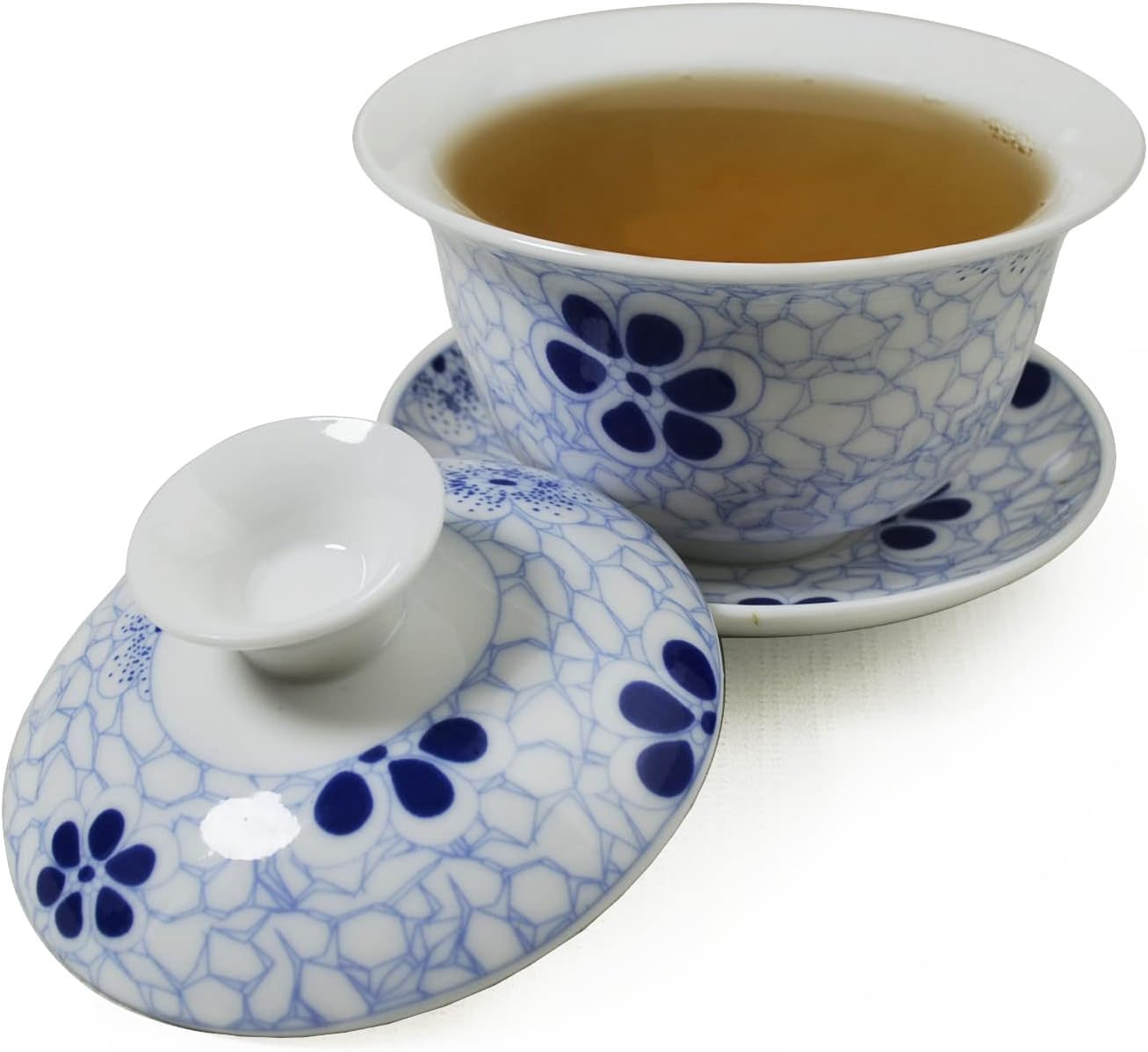 Gaiwan Porcelain Chinese Kung Fu Sancai Tureen Teacup 4oz Set Bowl Saucer Lid (A)