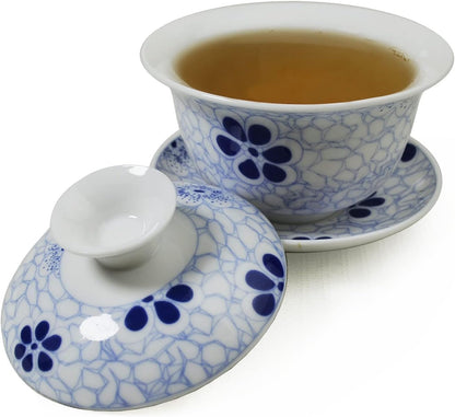 Gaiwan Porcelain Chinese Kung Fu Sancai Tureen Teacup 4oz Set Bowl Saucer Lid (A)