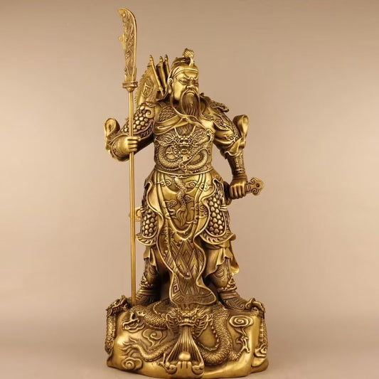 Pure Copper Chinese Feng Shui Guan Gong Statue God of Wealth Home and Office Decoration Wu God of Wealth Guan Yu Statue Best Furnishings Gifts