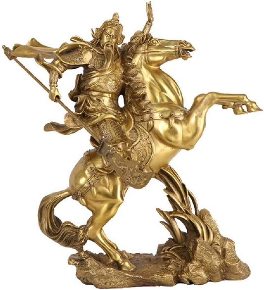 SMRTHMRT Brass Sculptures GuanGong Figure The Duke Guan Statue The God of Wealth Brass Statues Porch Decor for Home,Office Indoor&Outdoor (Medium)