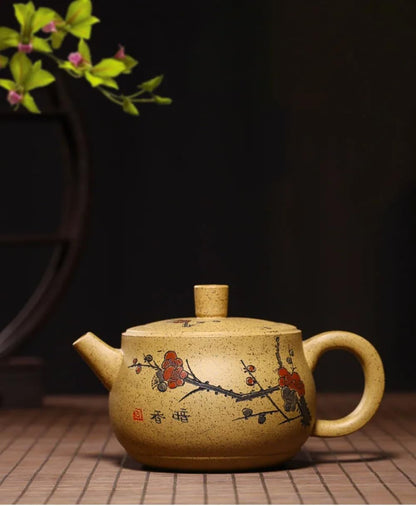 280ml Purple Clay Tea Pot Handpainted Plum Blossom Beauty Teapot Zisha Tea Set