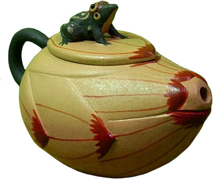 Teapot Chinese Yixing Yellow Zisha Tea Pots Huanduan Mud Frog Lotus (A)