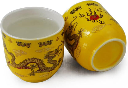 Teapot Teacup Chinese Gongfu Tea Set Yellow Dragon Porcelain Stainless Steel Filtration Ceramic Gift Box