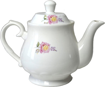 European Style Porcelain Teapot, Coffee Tea Water Pot Vintage Ceramic Kettle (18oz)