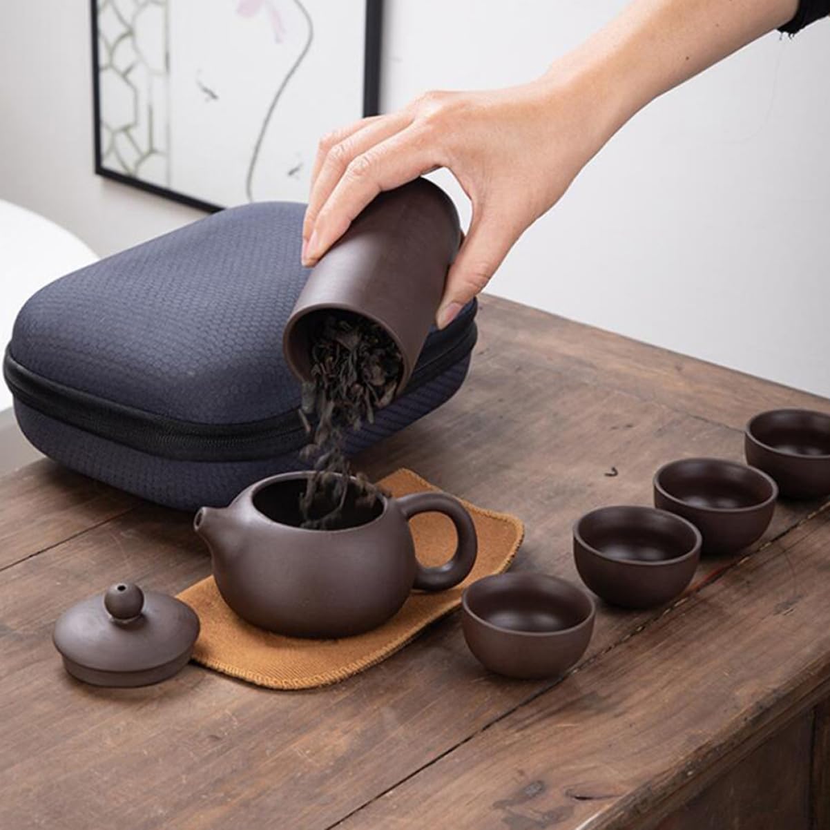 LABRIMP 1 Set Zisha Travel Tea Set Chinese Kungfu Teapot Ceramic Tea Kettle Chinese Pot Chinese Tea Kettle Ceramic Teapot Chinese Zisha Kettle Chinese Kettle Purple Suits Asia Purple Clay