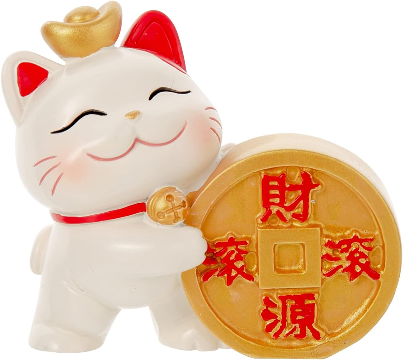 Maneki Neko Statue - Tiny Money Lucky Cat, Caishen Cat, Cute Wealth Cat Figurine