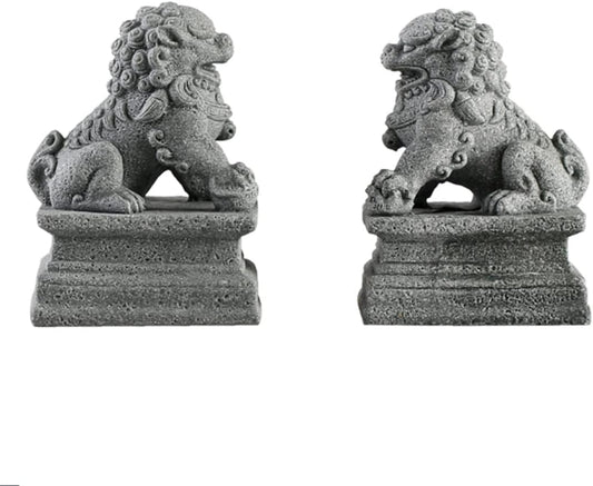 Sdeetesamjun Asian Fu Foo Dogs-Pair of Two Guardian Lions,Stone Statues Feng Shui Decor