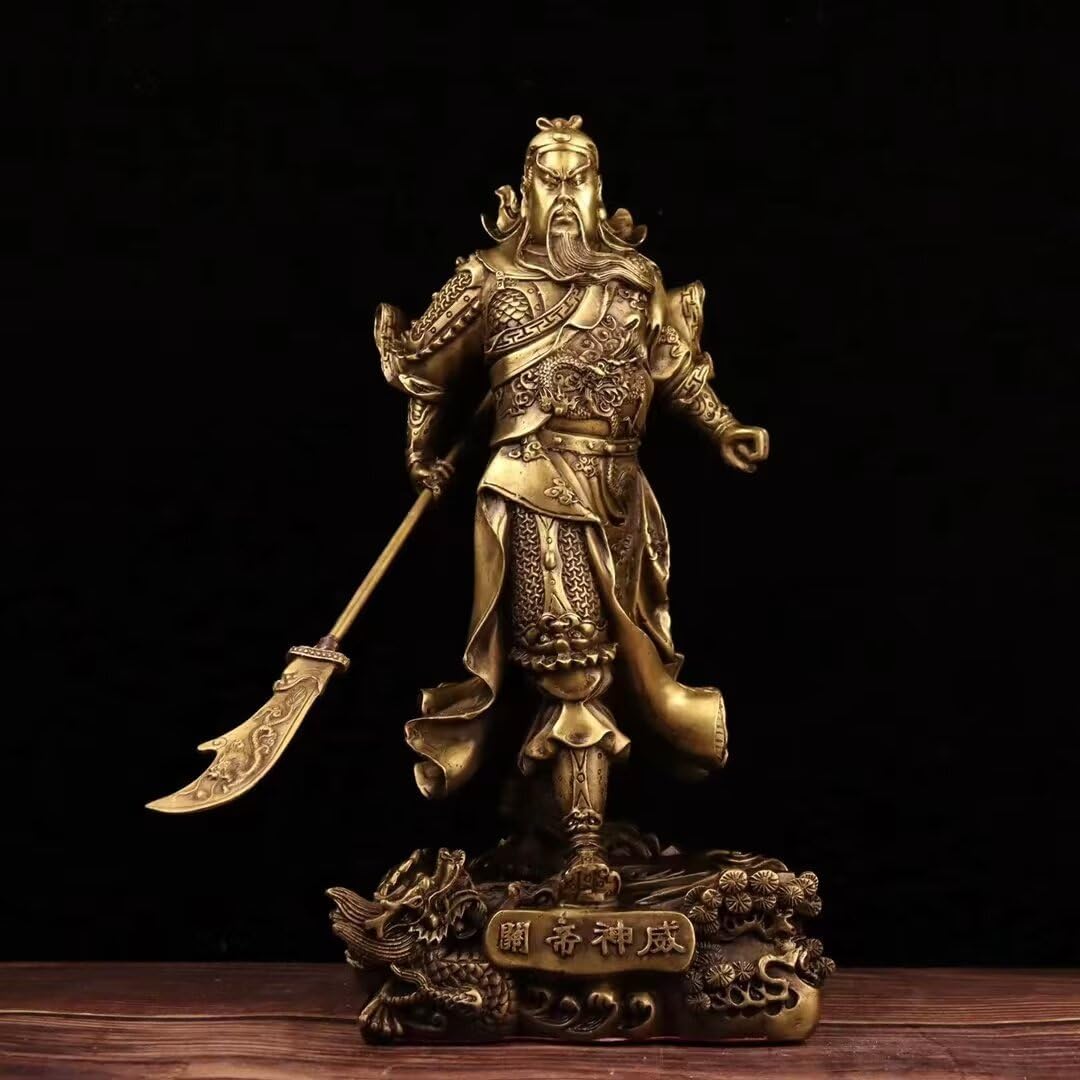 Pure Copper Chinese Feng Shui Guan Gong Statue God of Wealth Home and Office Decoration Wu God of Wealth Guan Yu Statue Best Furnishings Gifts