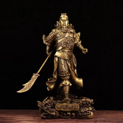 Pure Copper Chinese Feng Shui Guan Gong Statue God of Wealth Home and Office Decoration Wu God of Wealth Guan Yu Statue Best Furnishings Gifts