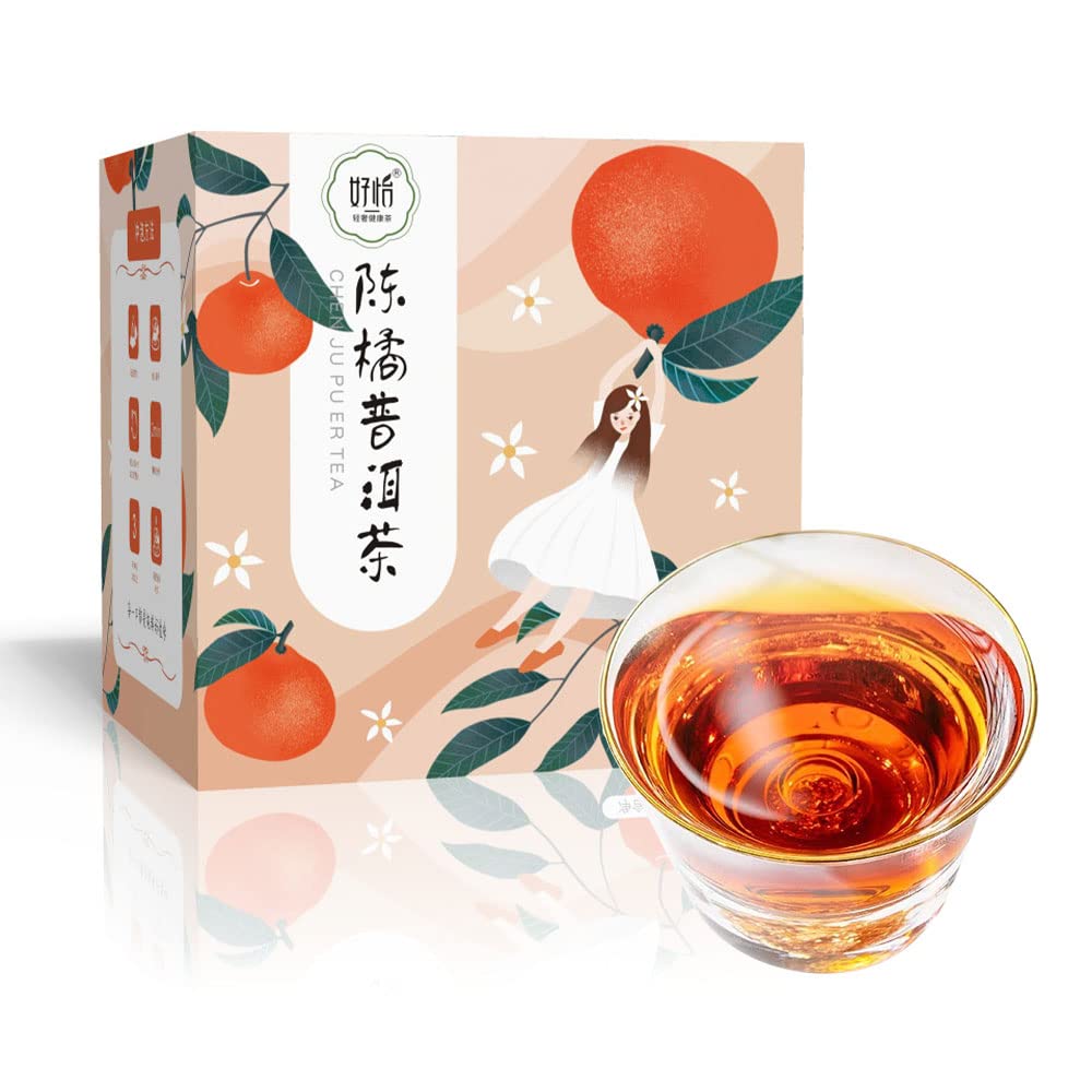 Chenju Pu'er Tea 48g (4g*12 packs), tangerine peel, orange peel, Pu'er tea, herbal tea, combination tea, fruit tea, brewed, soaked in water, individually small packaging, triangular tea bags, easy to carry 陈橘普洱茶