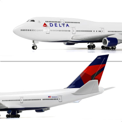 747 1/160 Large Scale Airplane Model -17 inches (Long) for Boeing 747 Prebuilt Airplane Model for Adult Plane 747 with Stand for Aviation Enthusiasts Gifts or Display Decorations
