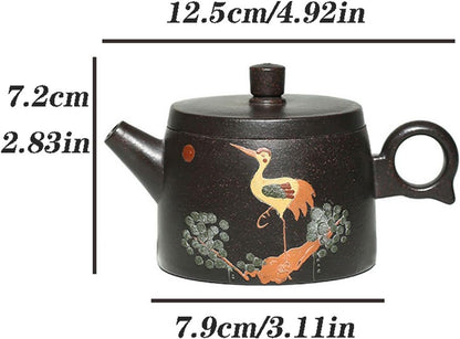 Tea Kettle 180ML Small Single Teapot Handmade Zisha Teapot Delicate Crane Pattern Kung Fu Teapot Durable Tea Maker Loose Leaf Tea Maker