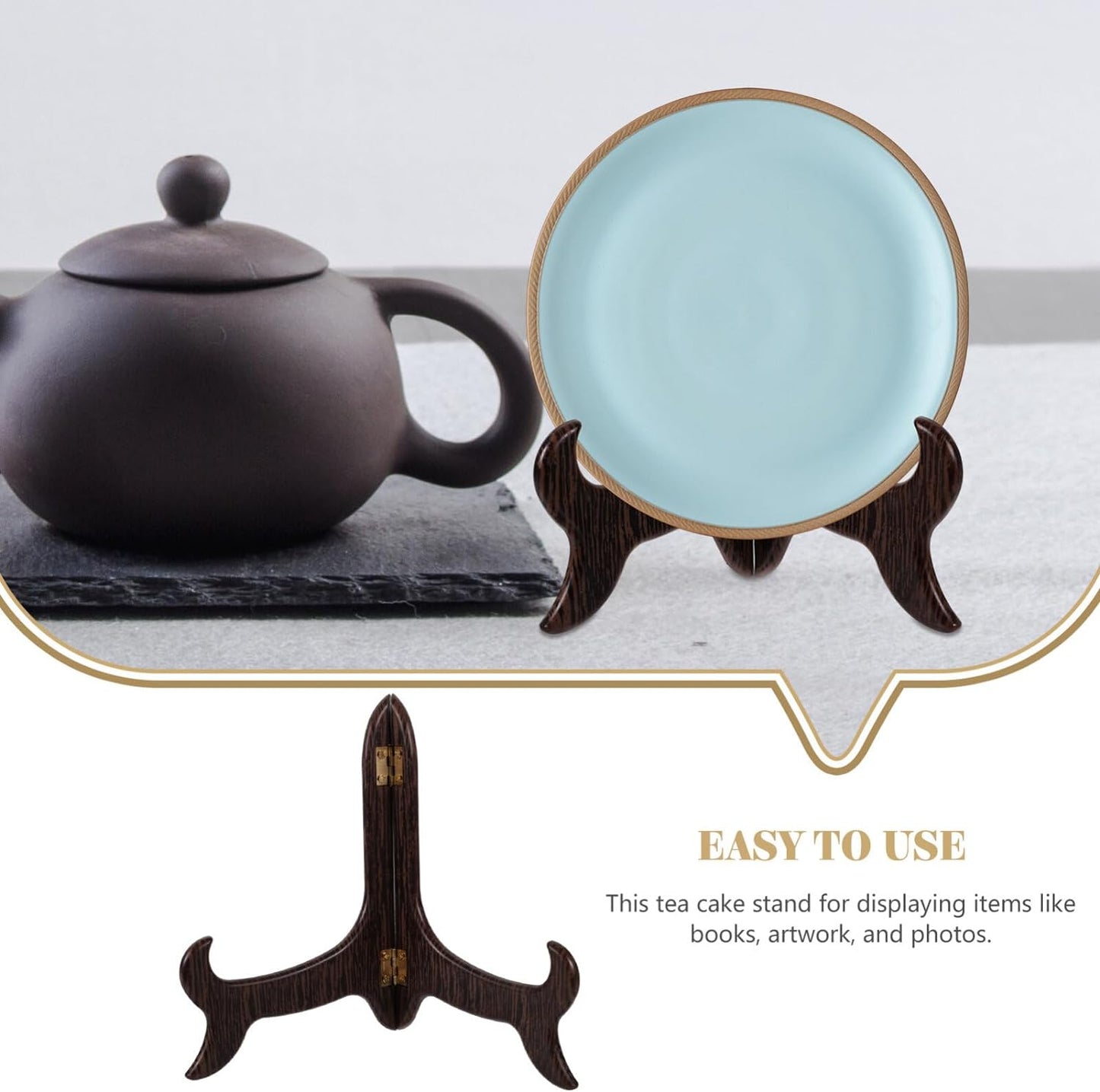 HOLIDYOYO Puer Tea Cake Display Stand Puer Tea Brick Holder 6.3 Inch Plate Stands for Display Plate Holder Easel for Photo Picture Frame