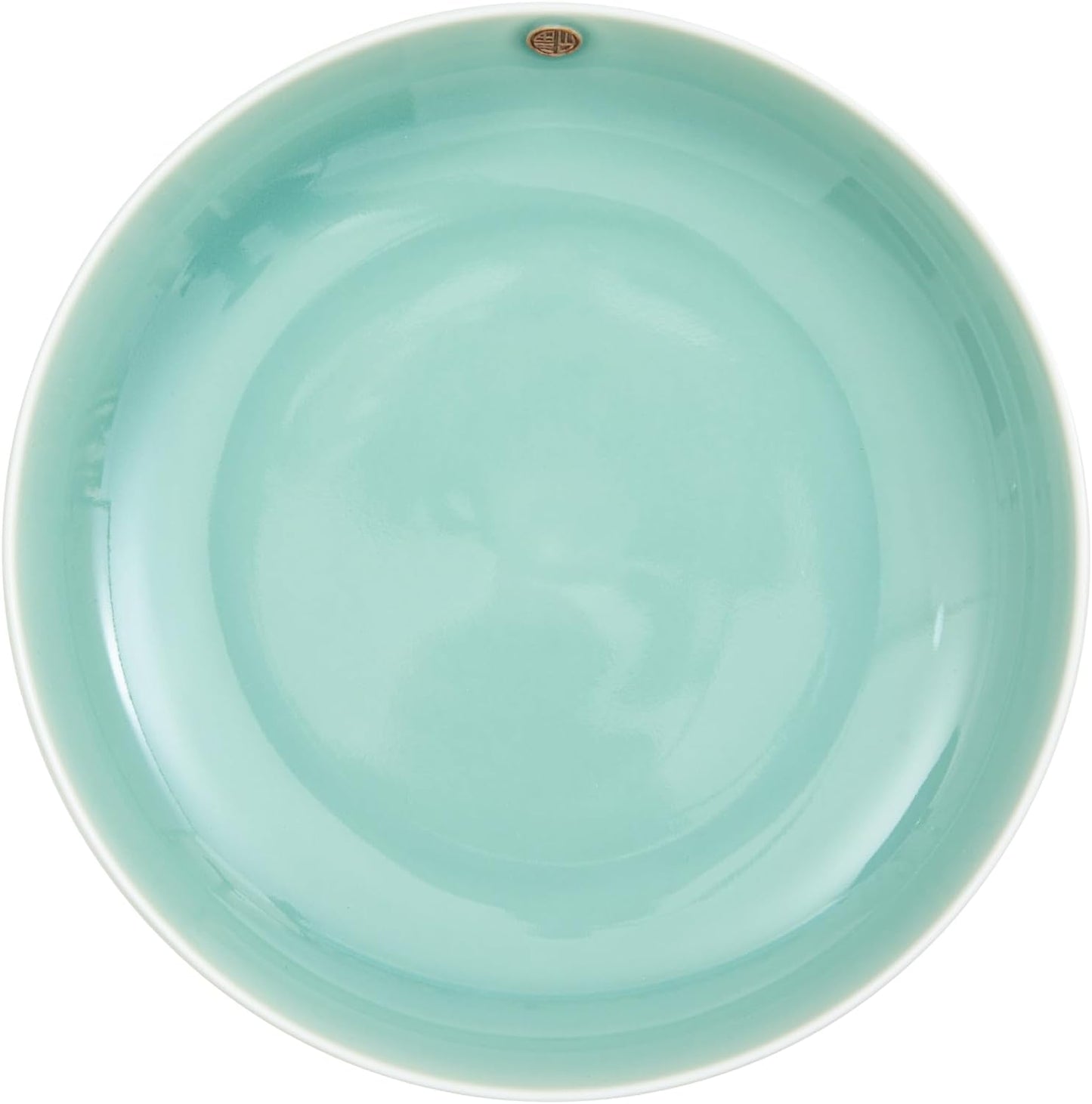 SILINE 8" Green Porcelain Dinner Plates Set,2 PCS Genuine Longquan Celadon Round Tableware Plates