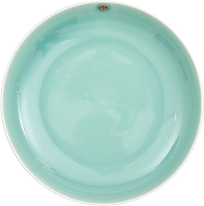 SILINE 8" Green Porcelain Dinner Plates Set,2 PCS Genuine Longquan Celadon Round Tableware Plates