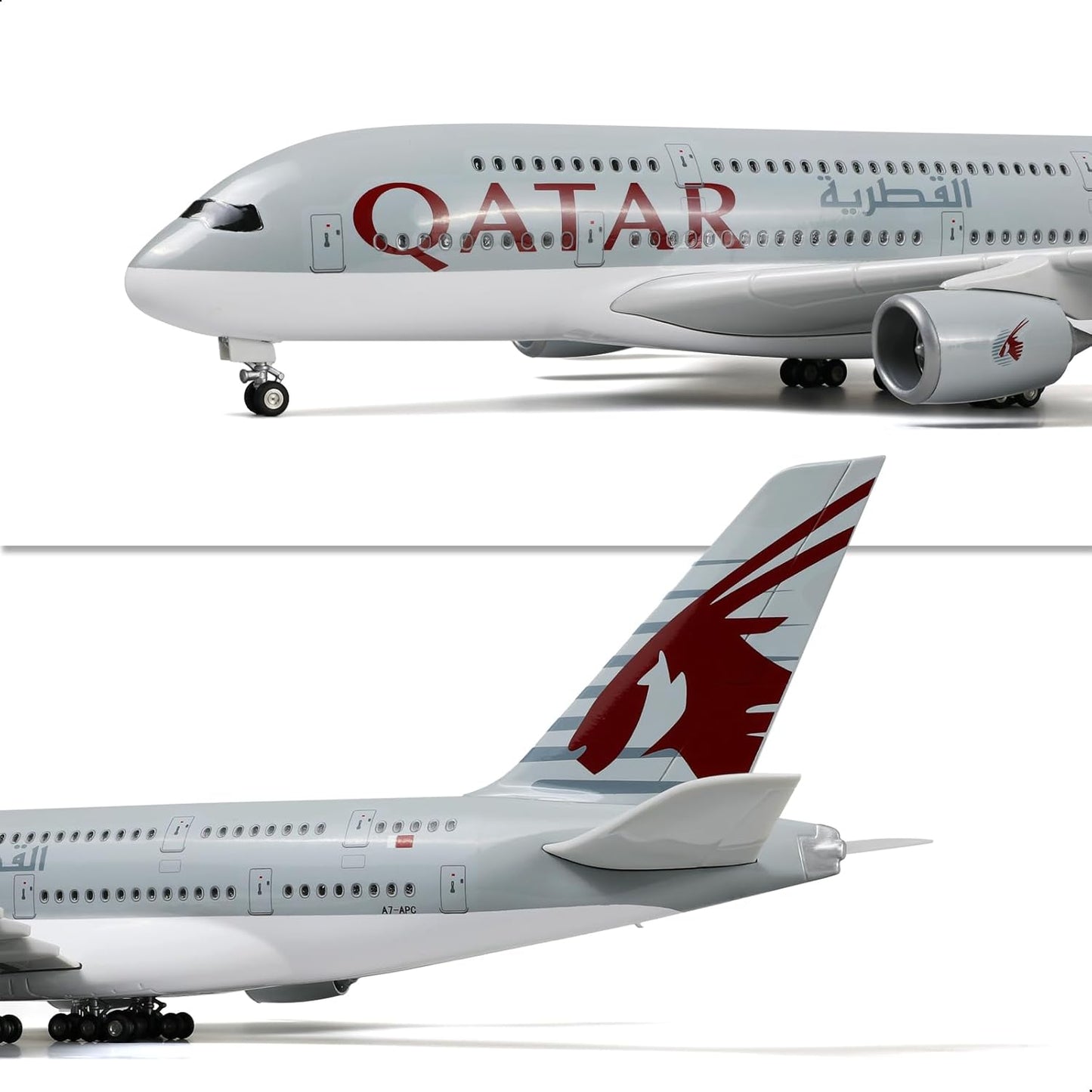 A380 Qatar 1/160 Large Scale Airplane Model - 18 inches Airbus A380 Die-cast Airplane with Stand for Aviation Enthusiasts Gifts or Decorations