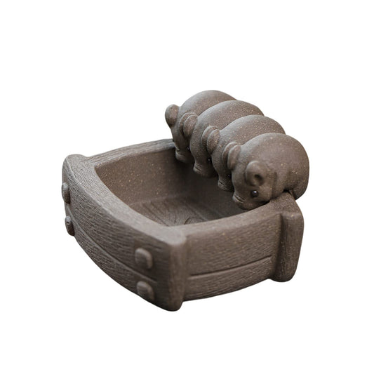 SILINE Yixing Clay Tea Pet,Cute Pigs Statues Animal Figurine Planter Pot,Gongfu Tea Tray Accessories Ornament