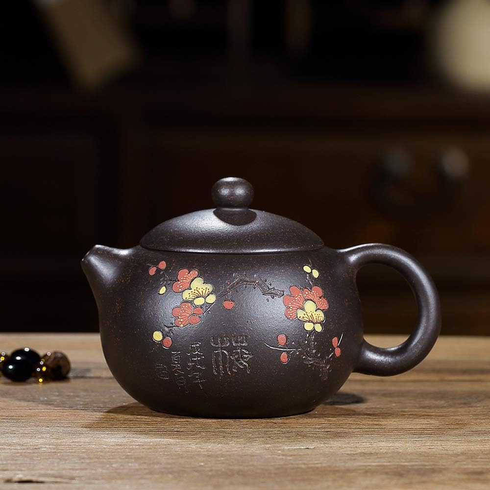 SILINE Zisha Tea Pot Set,Genuine Yixing Clay Teapot 5.7 oz with 4 Cups,Kungfu Brew Tea Maker Set,Masterpieces