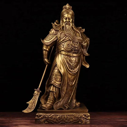 Pure Copper Chinese Feng Shui Guan Gong Statue God of Wealth Home and Office Decoration Wu God of Wealth Guan Yu Statue Best Furnishings Gifts