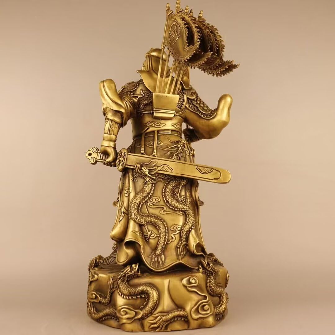 Pure Copper Chinese Feng Shui Guan Gong Statue God of Wealth Home and Office Decoration Wu God of Wealth Guan Yu Statue Best Furnishings Gifts