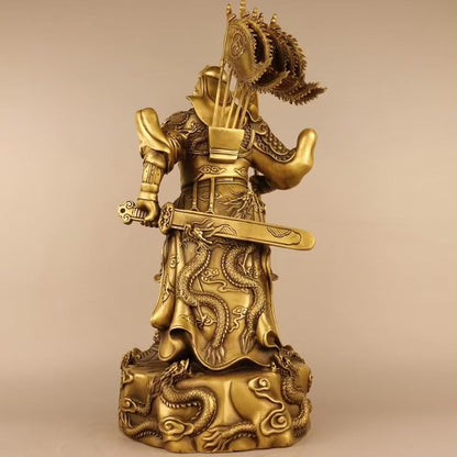 Pure Copper Chinese Feng Shui Guan Gong Statue God of Wealth Home and Office Decoration Wu God of Wealth Guan Yu Statue Best Furnishings Gifts