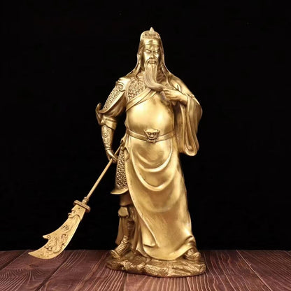 Pure Copper Chinese Feng Shui Guan Gong Statue God of Wealth Home and Office Decoration Wu God of Wealth Guan Yu Statue Best Furnishings Gifts